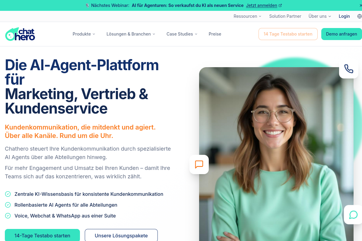 Screenshot of the Chathero website