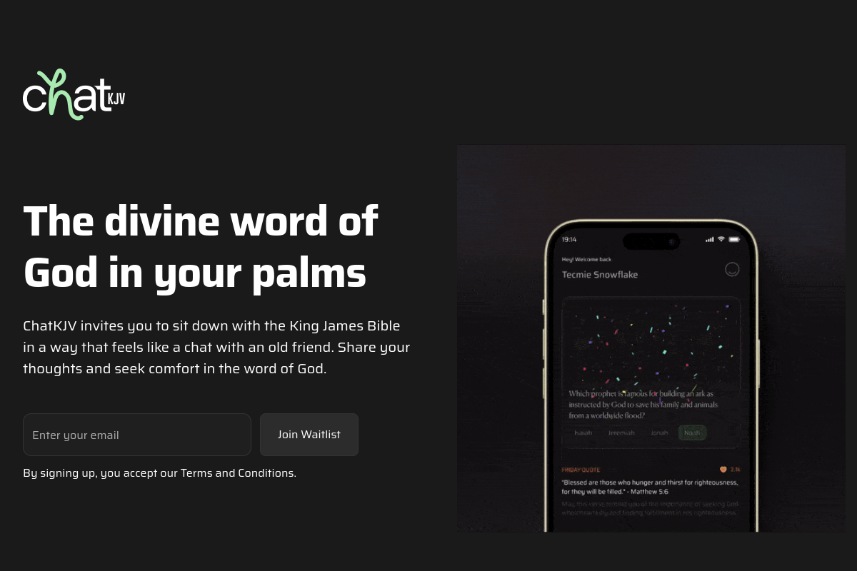 Screenshot of the Chat KJV website