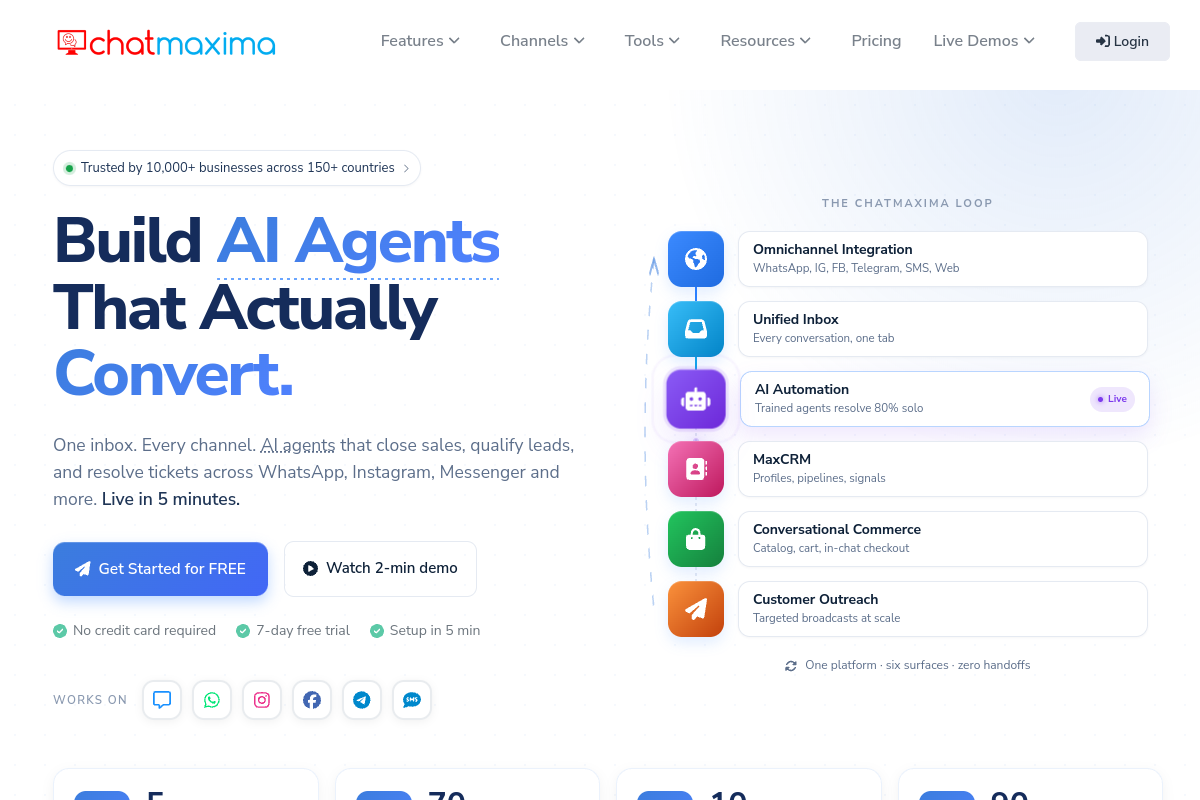 Screenshot of the ChatMaxima website