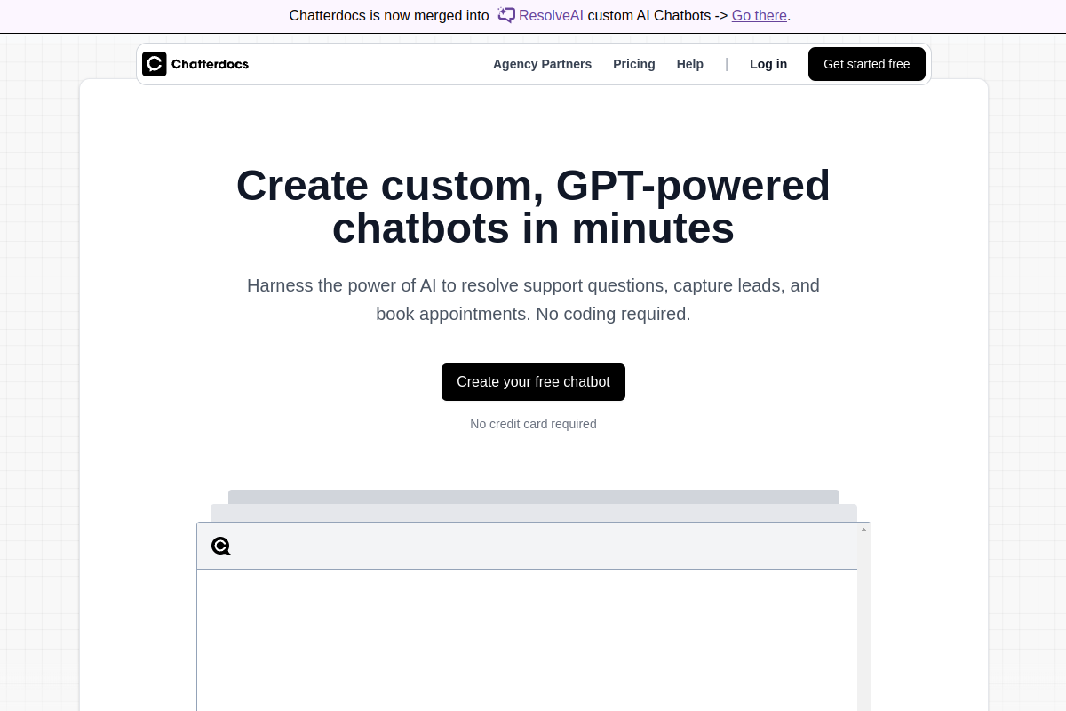 Screenshot of the Chatterdocs website