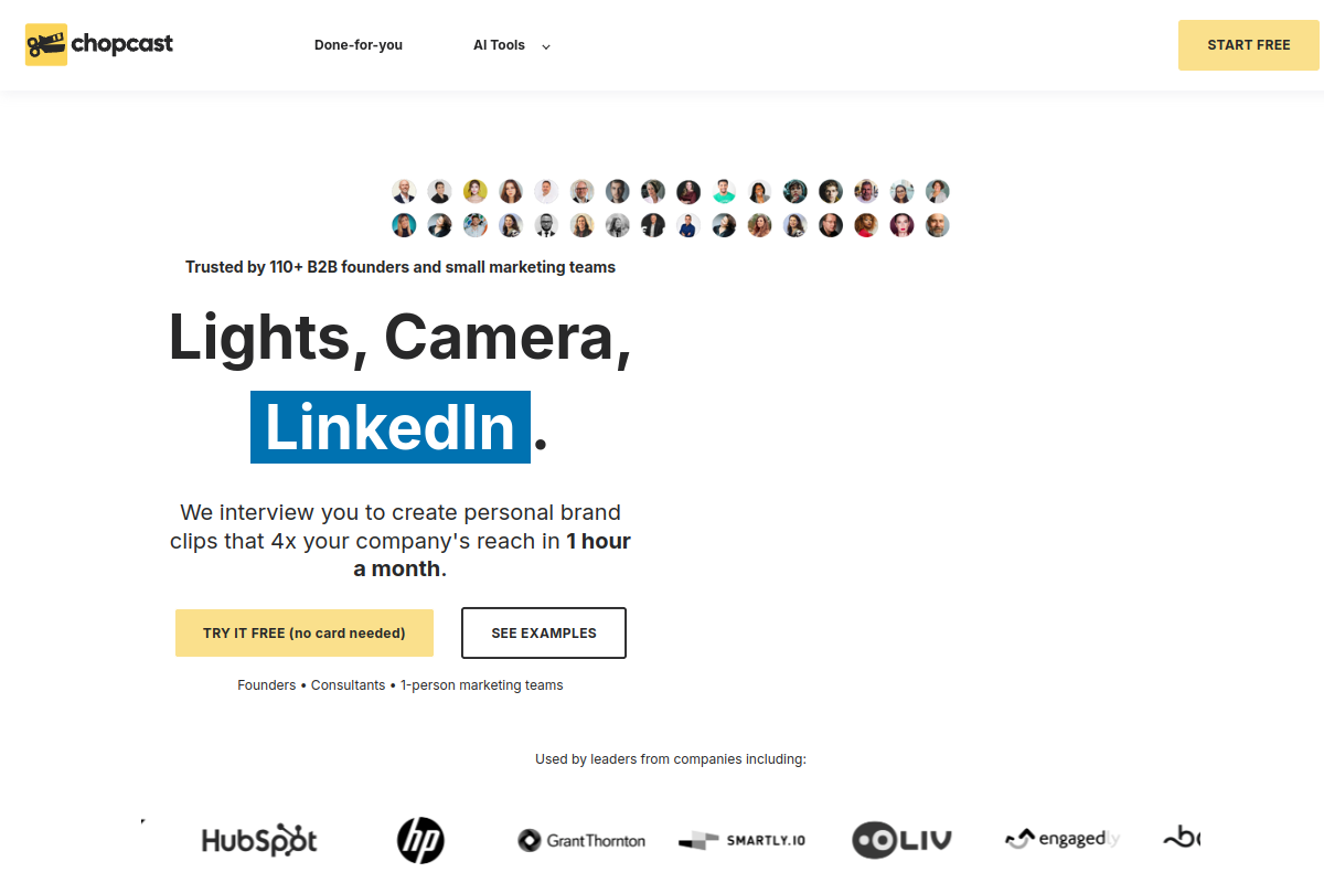 Screenshot of the Chopcast website
