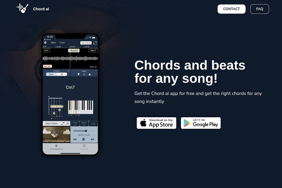 Screenshot of the Chordai website