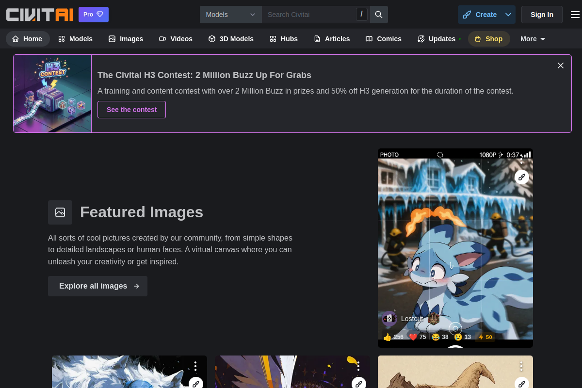 Screenshot of the Civitai website