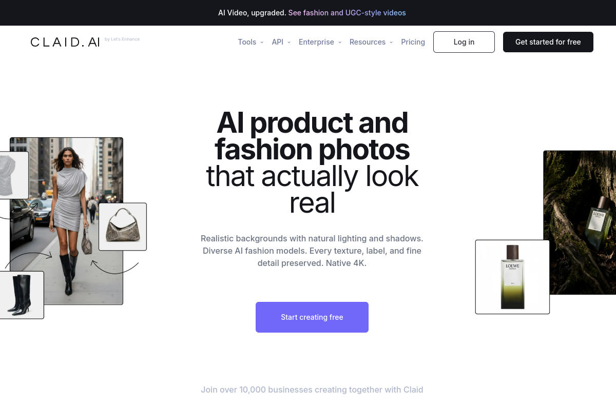 Screenshot of the Claid.ai website