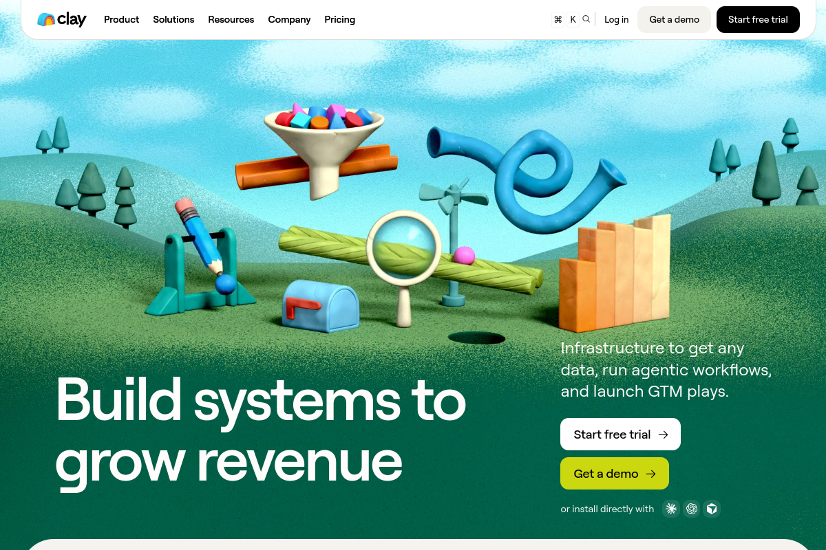 Screenshot of the Clay website