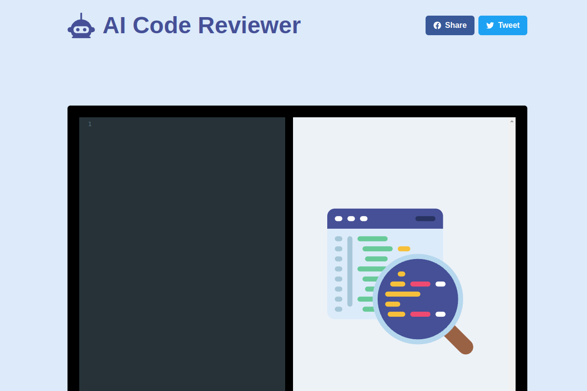 Screenshot of the AI Code Reviewer website