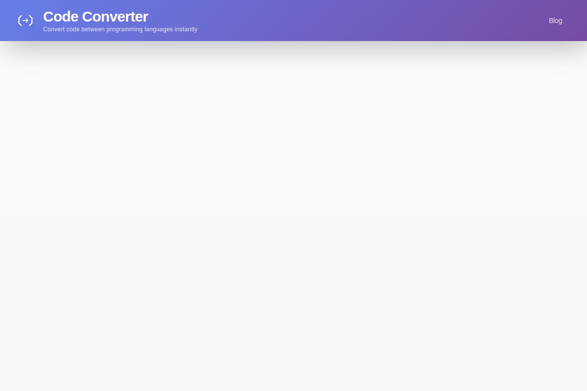 Screenshot of the Code Language Converter website