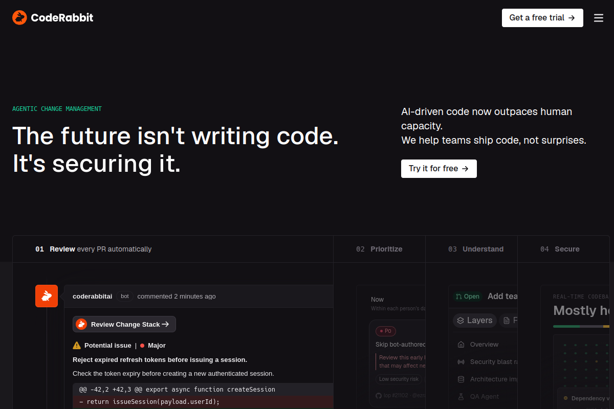 Screenshot of the Coderabbit website
