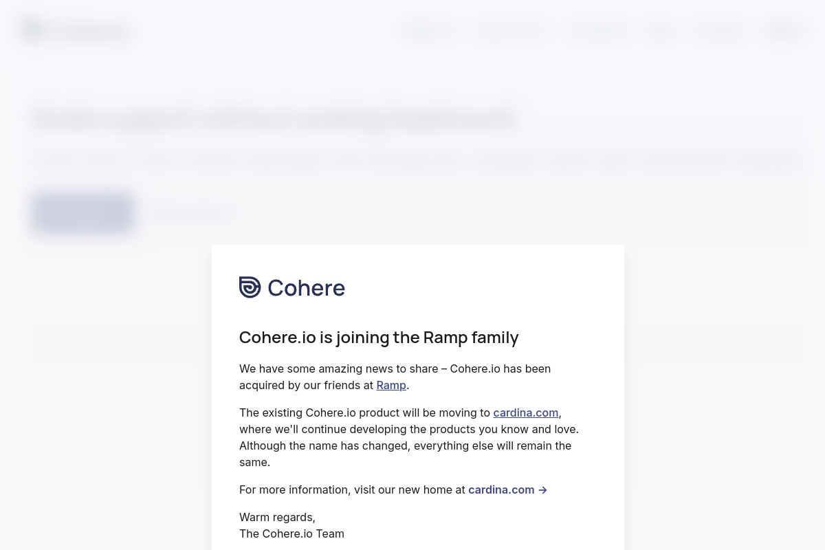 Screenshot of the Cohere.io website
