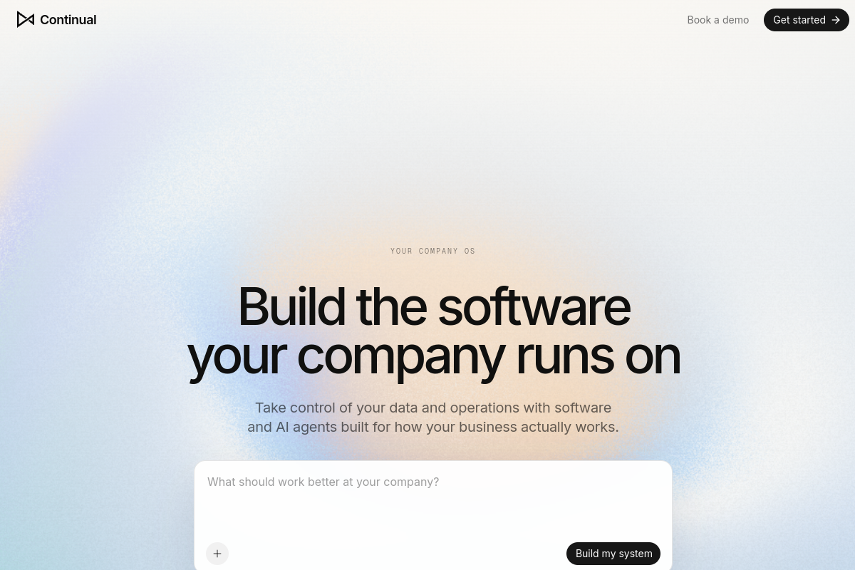 Screenshot of the Continual website