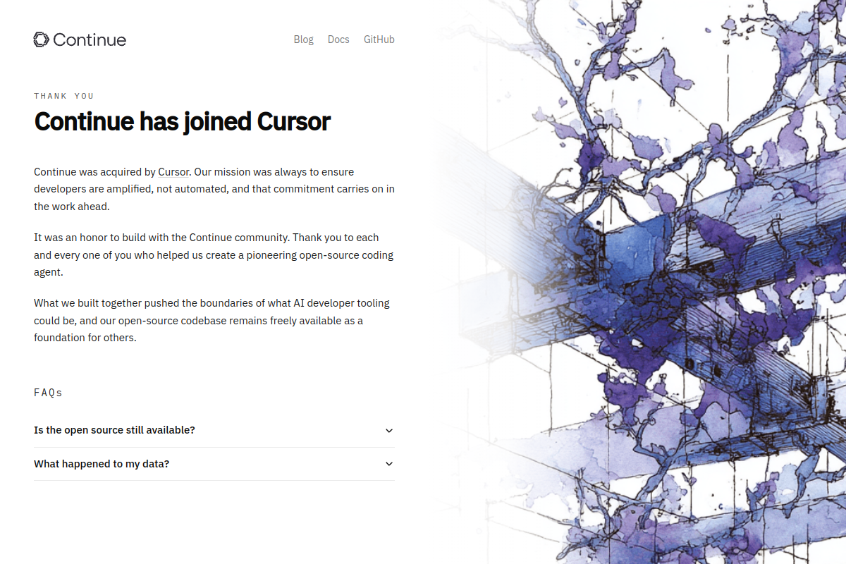 Screenshot of the Continue.dev website