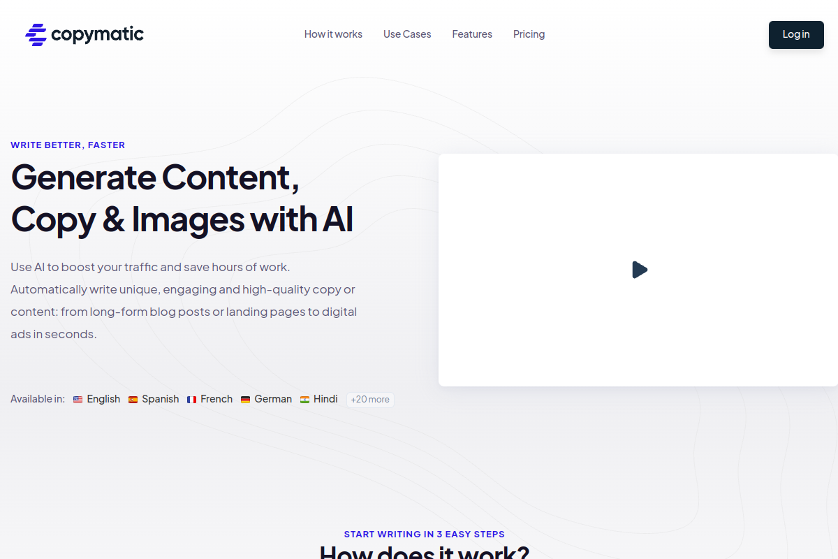 Screenshot of the Copymatic website
