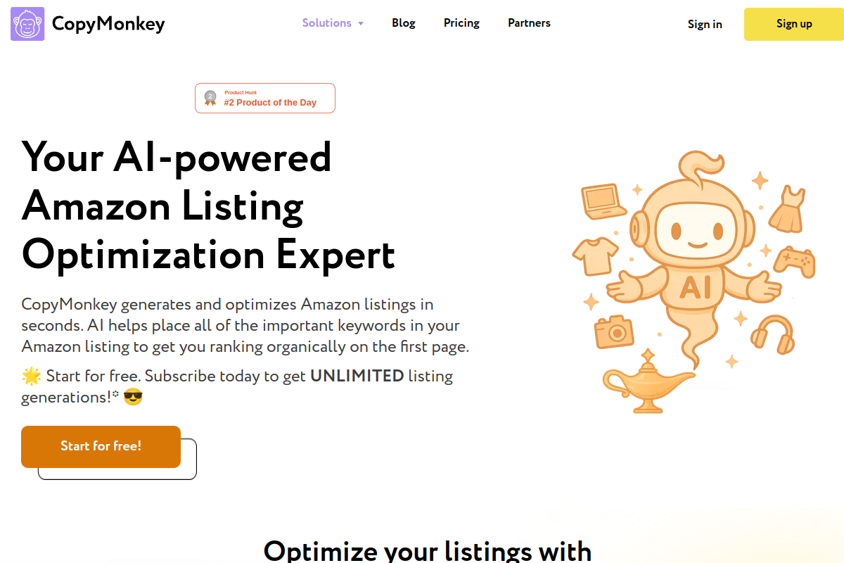 Screenshot of the CopyMonkey website
