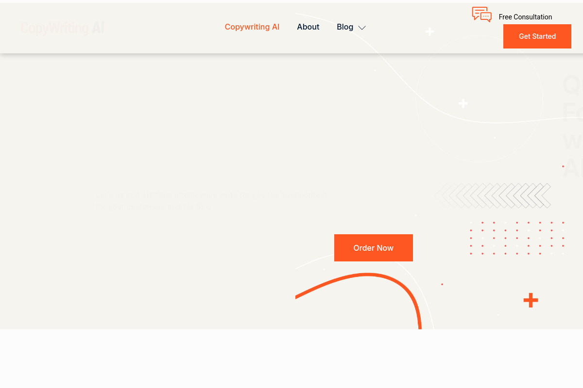 Screenshot of the Copywriting AI website