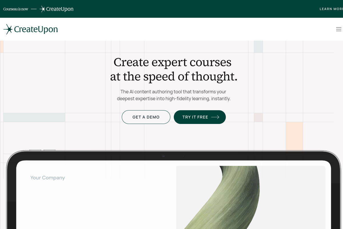 Screenshot of the Courseau website