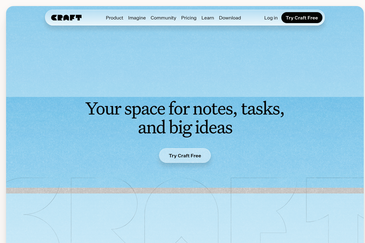 Screenshot of the Craft website