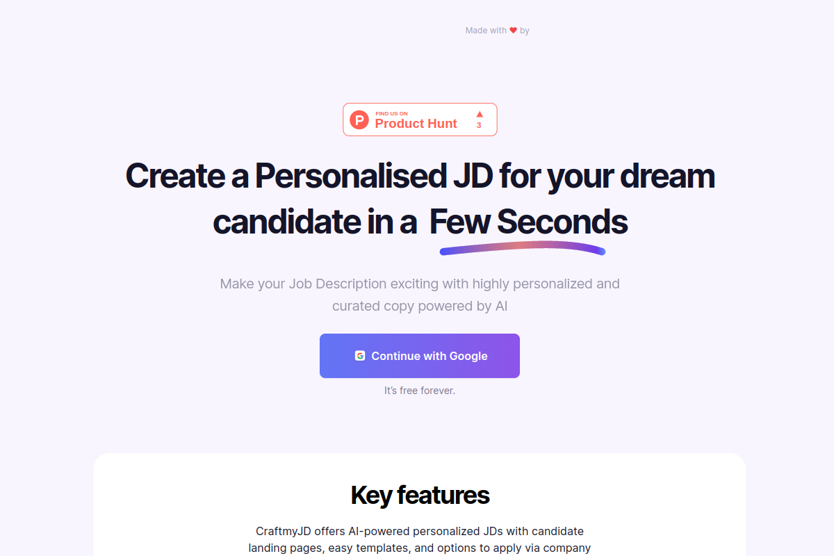 Screenshot of the CraftmyJD website