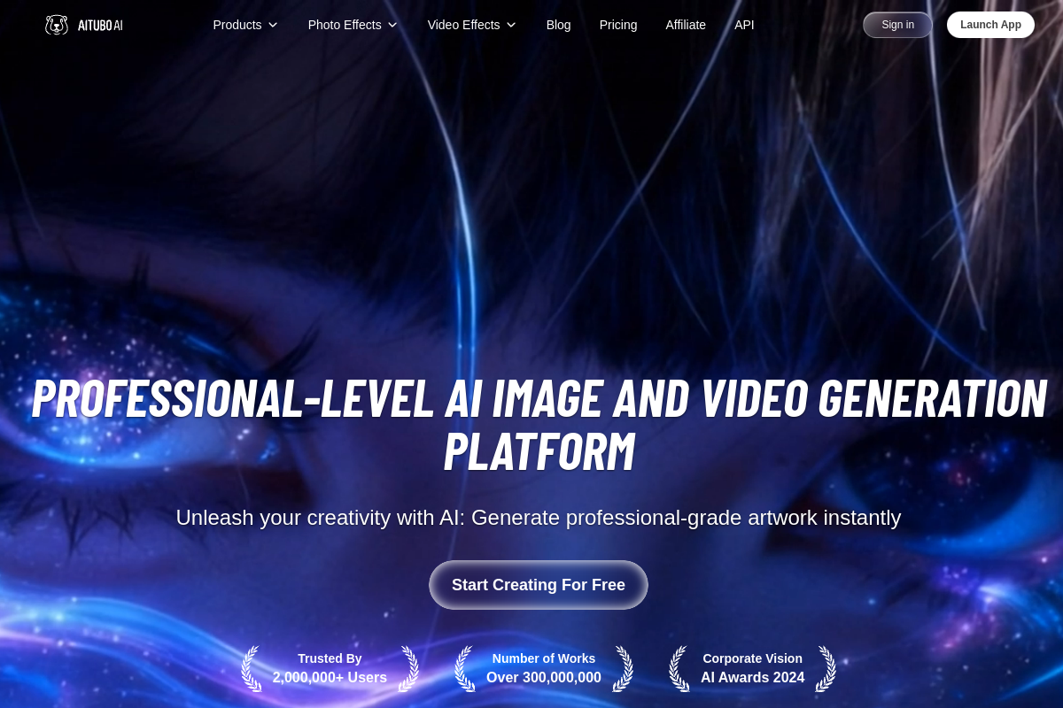 Screenshot of the Aitubo website