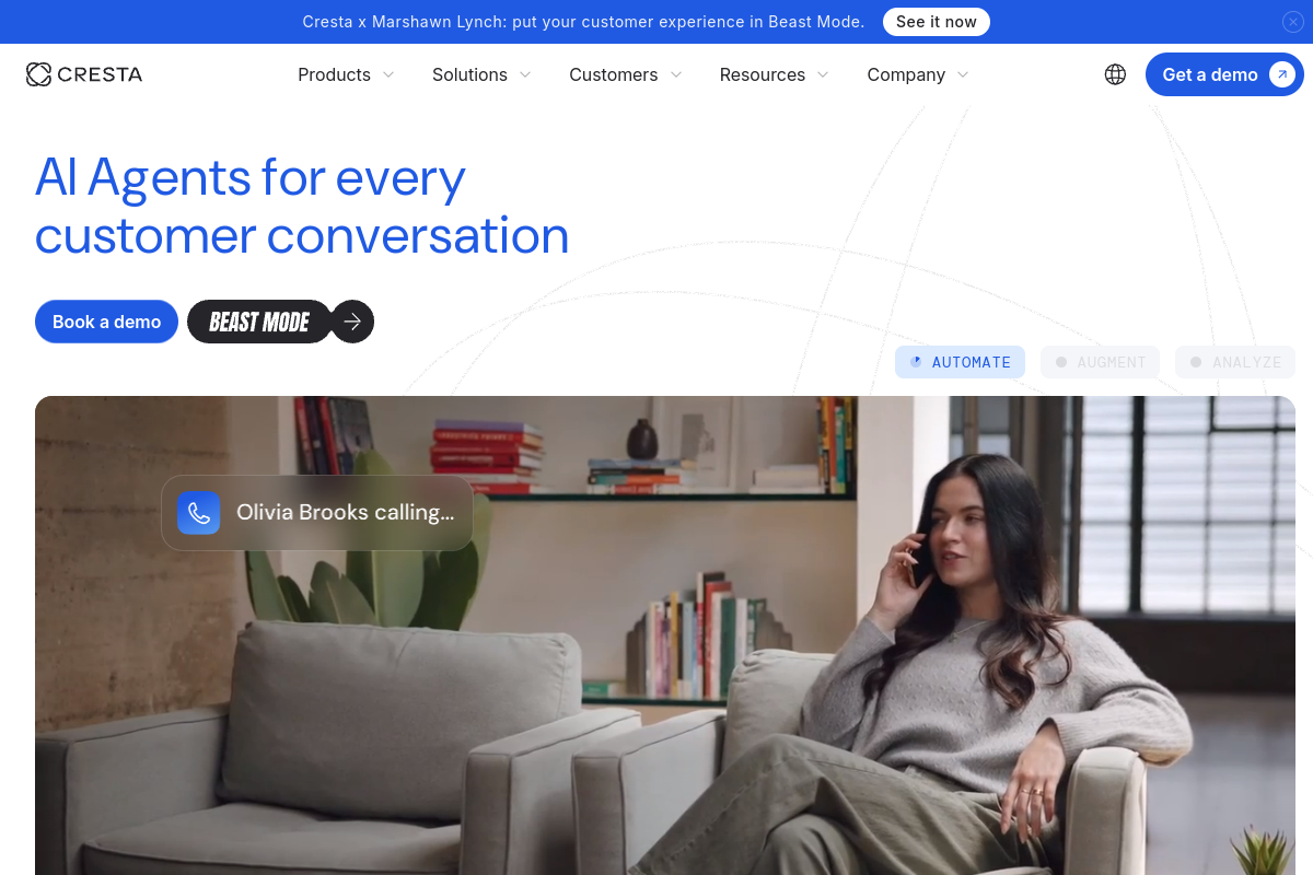 Screenshot of the Cresta website