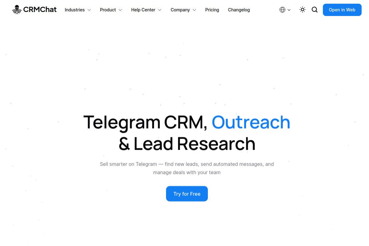 Screenshot of the CRM Chat website