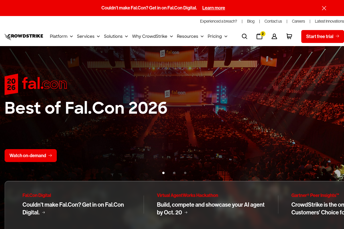 Screenshot of the CrowdStrike website