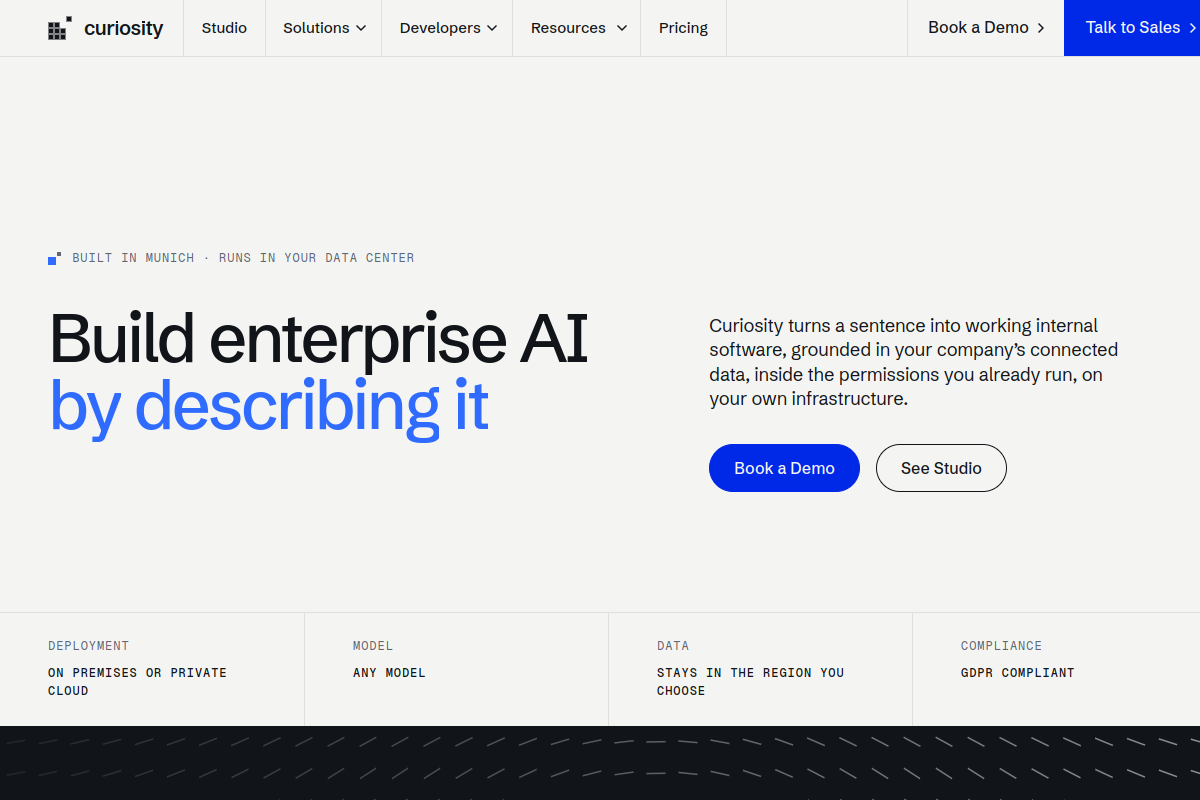 Screenshot of the Curiosity.AI website