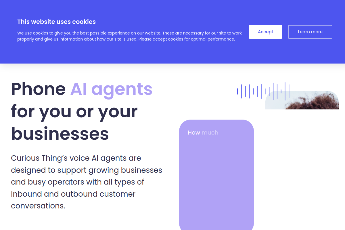 Screenshot of the Curious Thing website