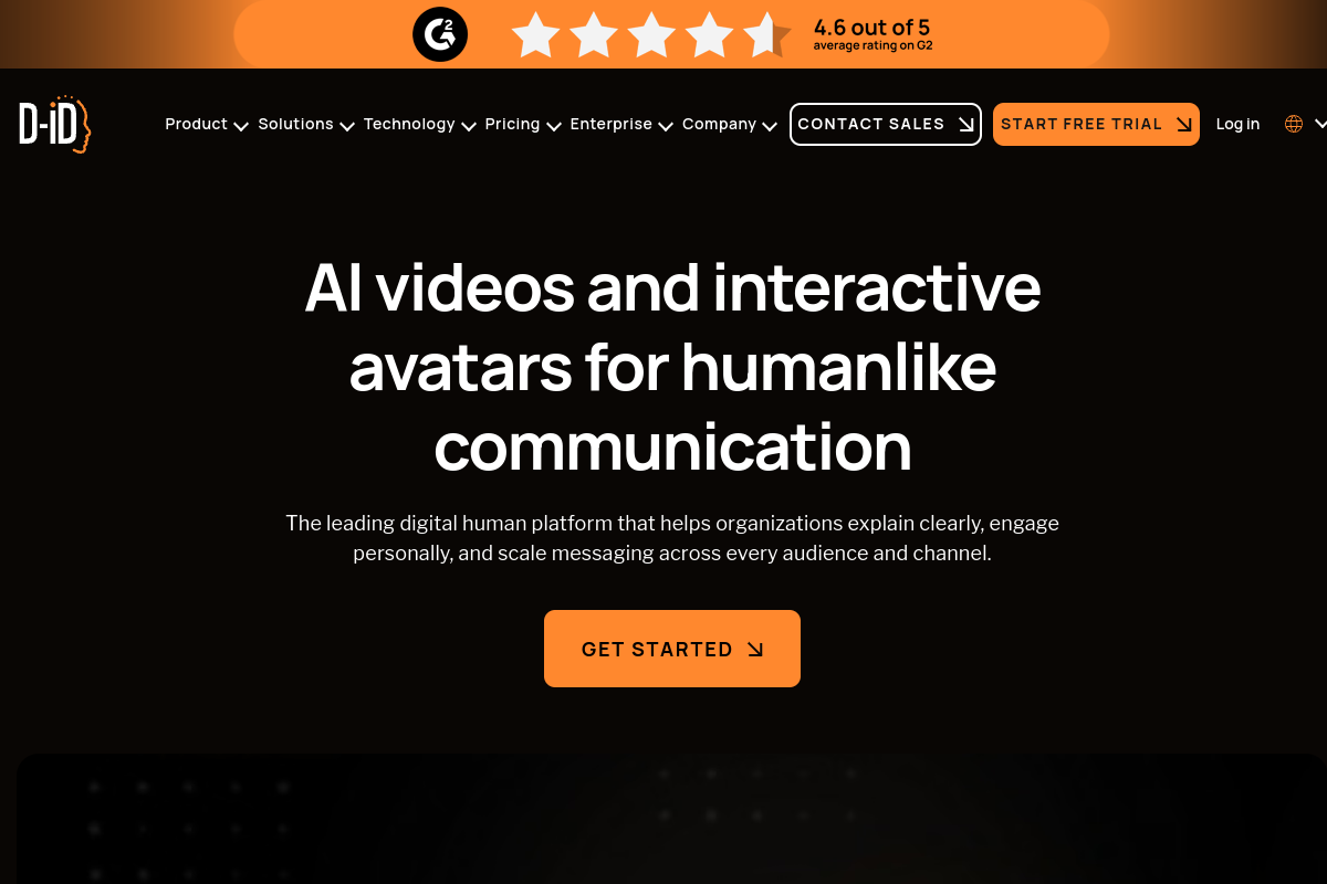 Screenshot of the D-ID website