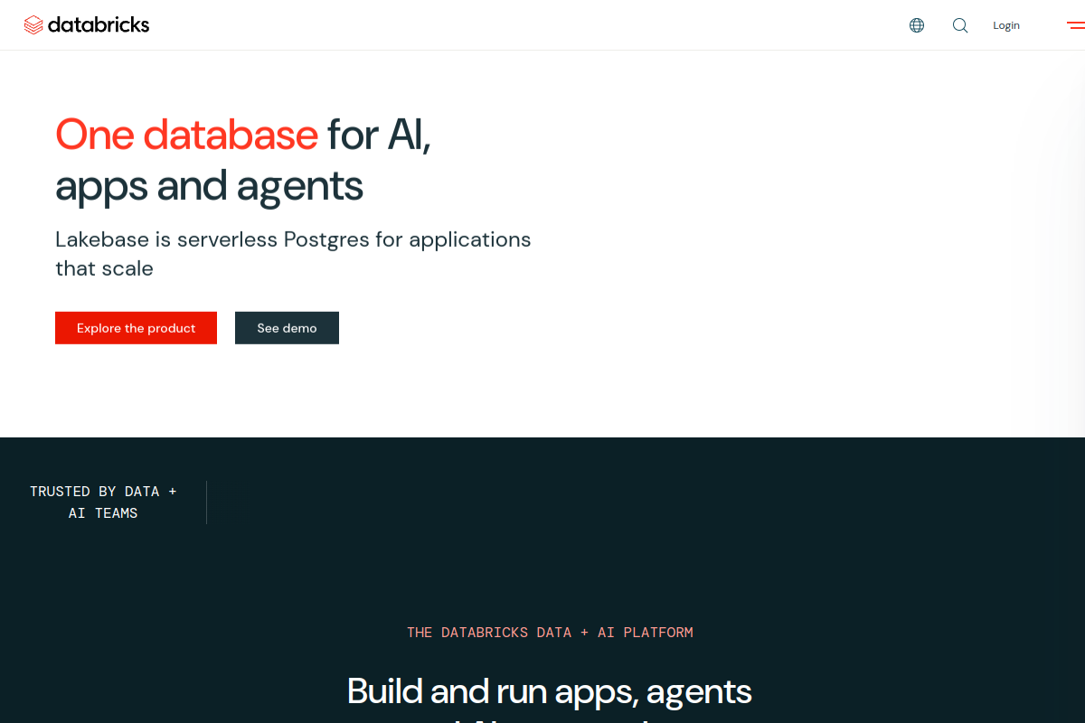 Screenshot of the Databricks website