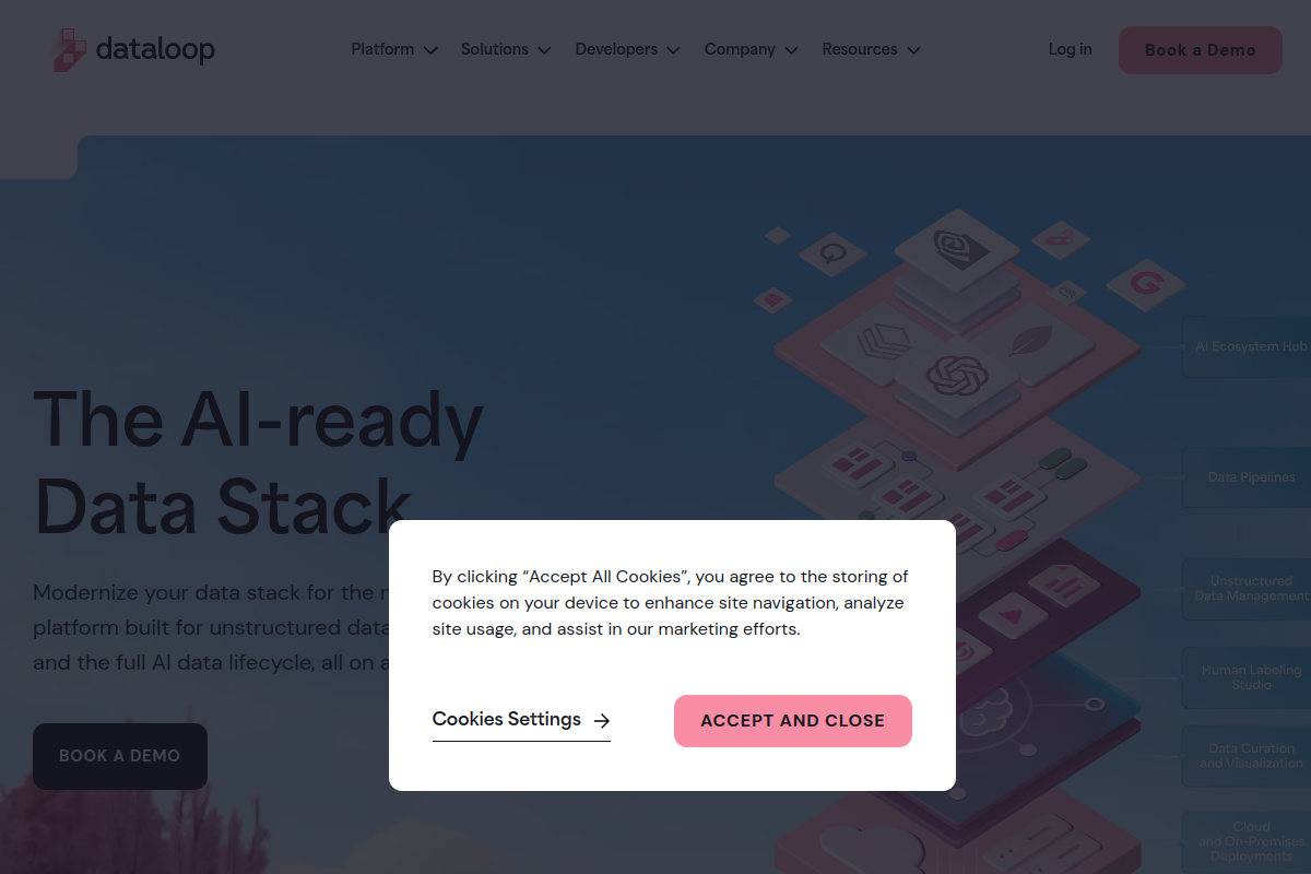 Screenshot of the Dataloop AI website
