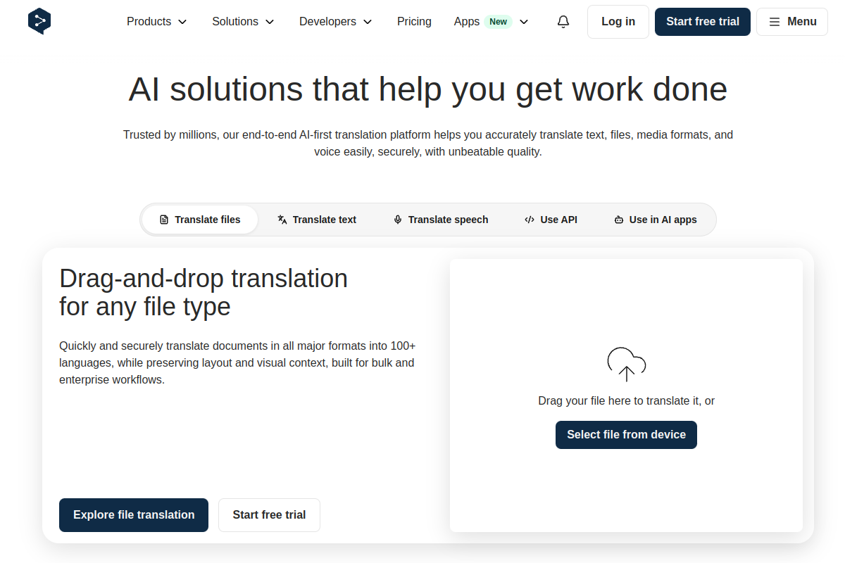 Screenshot of the DeepL website