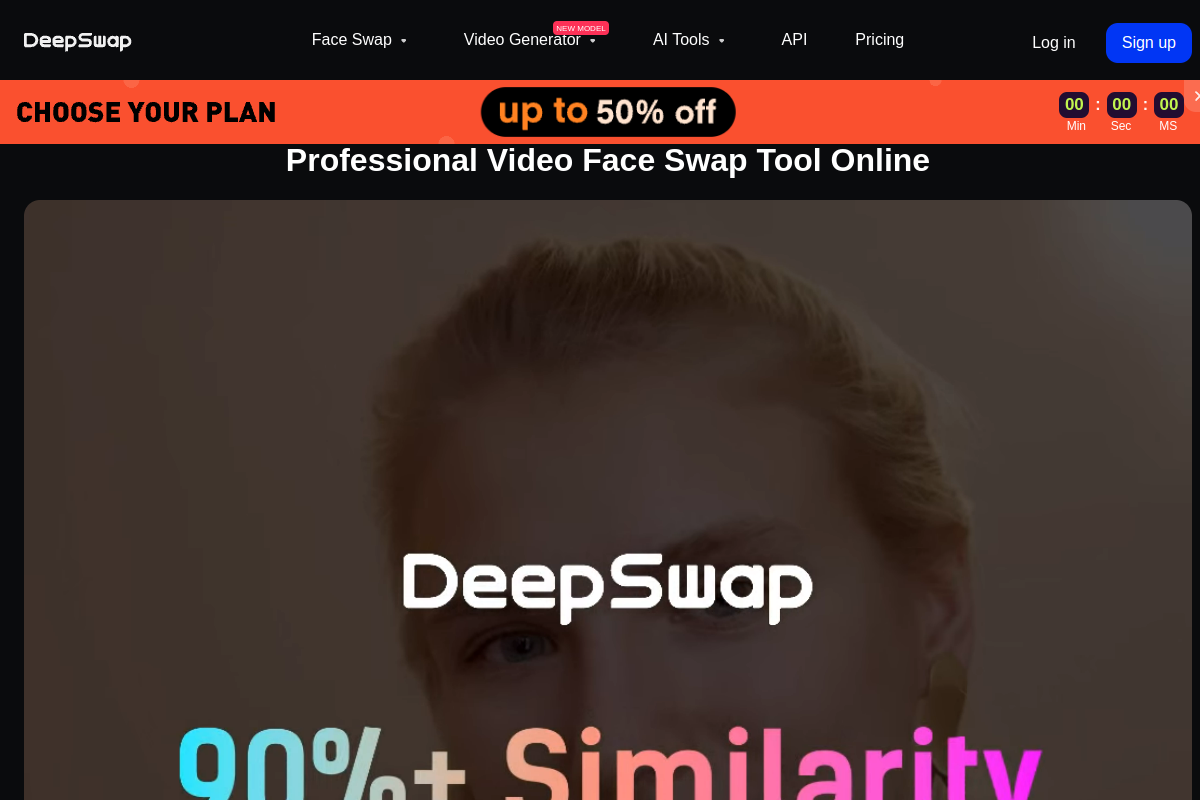 Screenshot of the Deepswap website