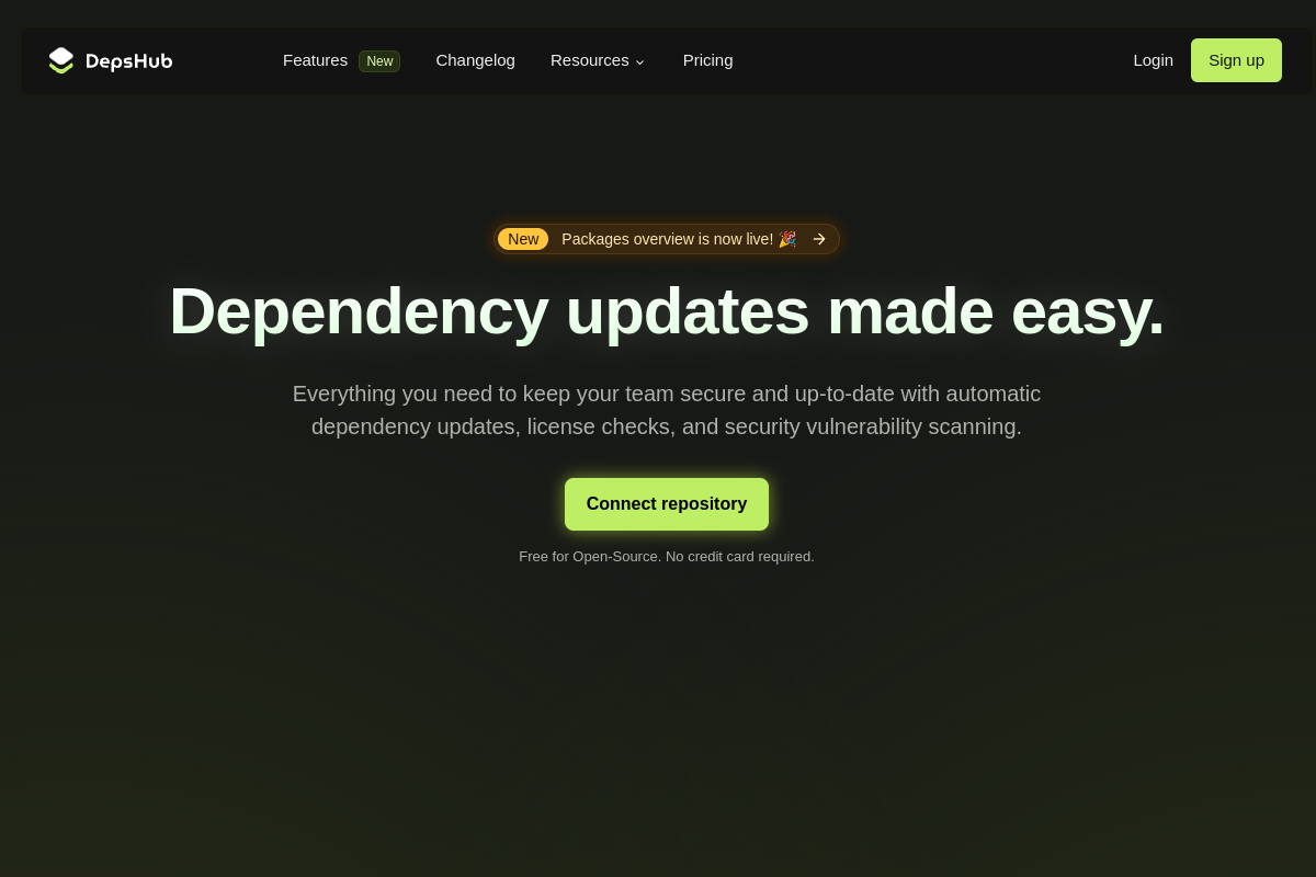 Screenshot of the Depshub website