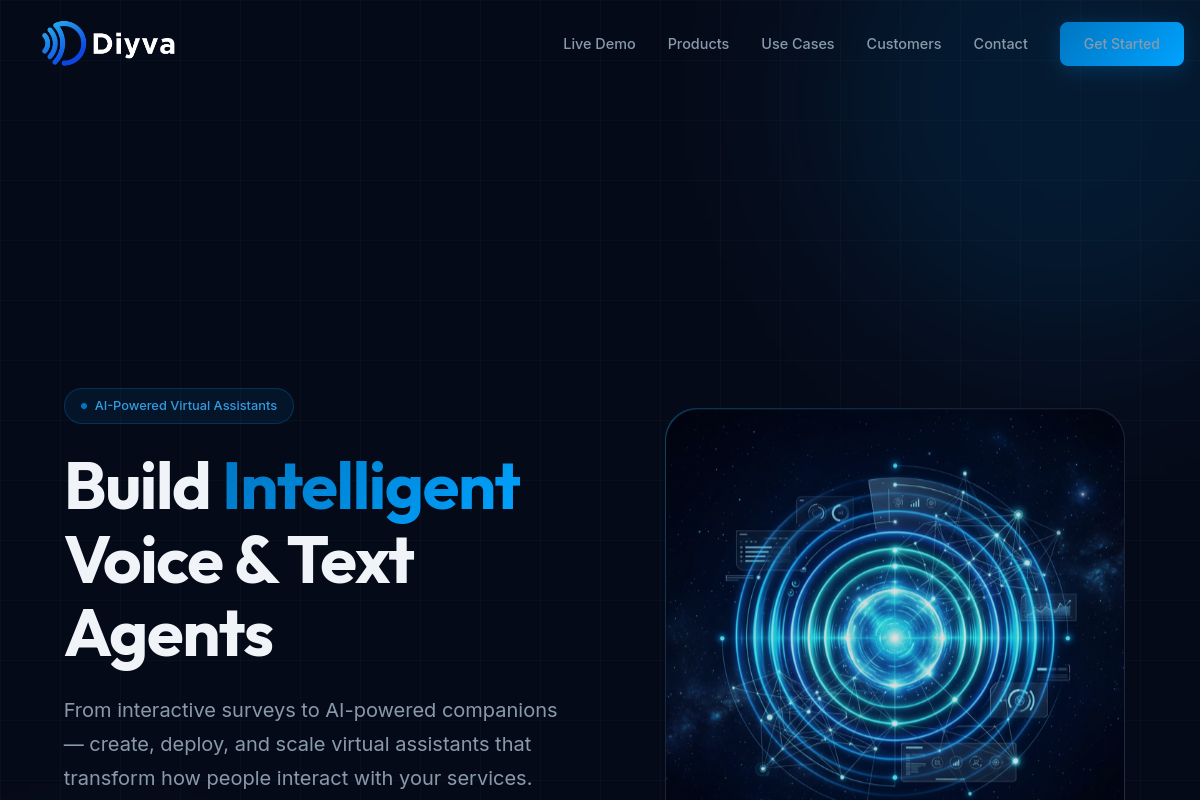 Screenshot of the Diyva website