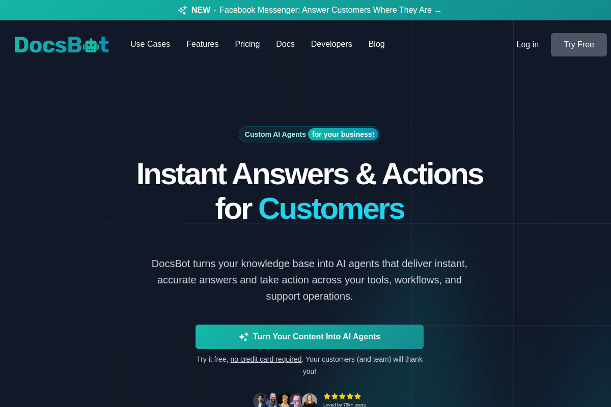Screenshot of the DocsBot website
