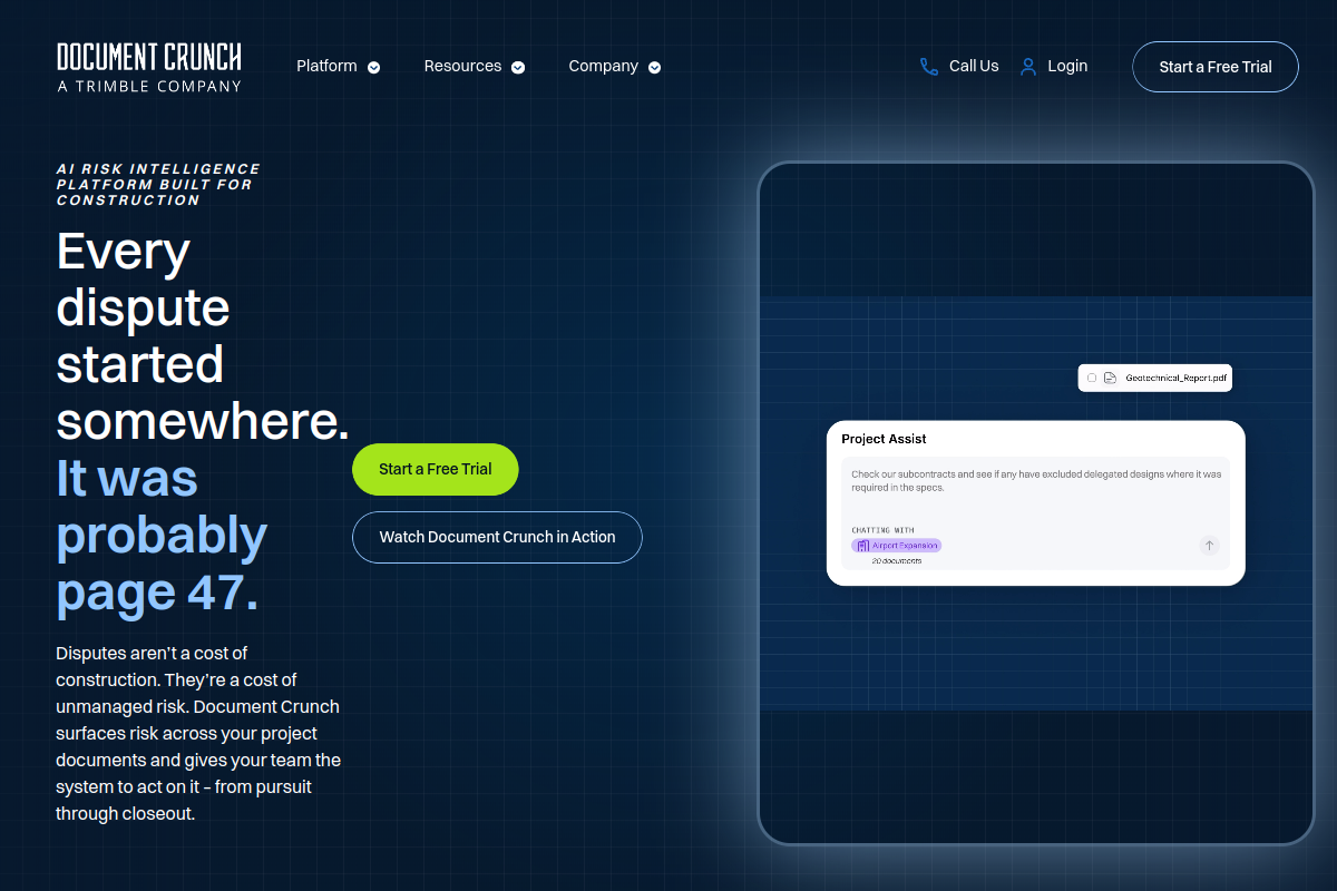 Screenshot of the Document Crunch website