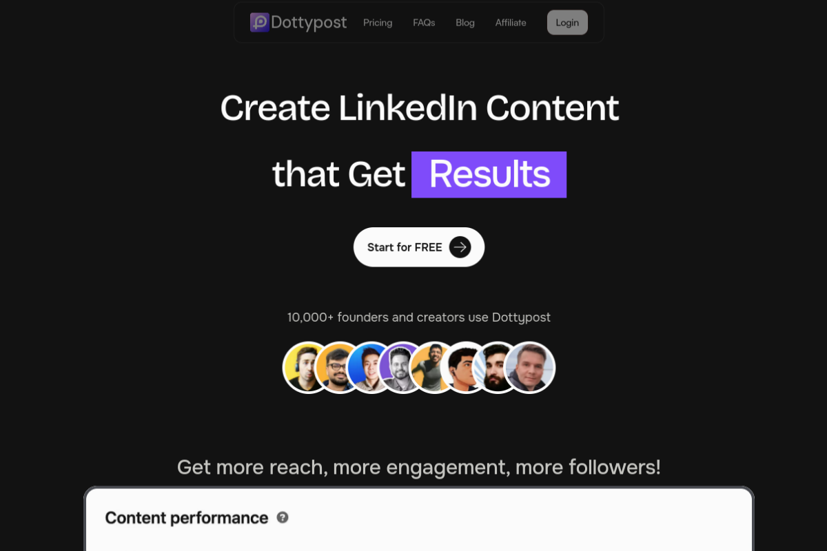 Screenshot of the Dottypost website