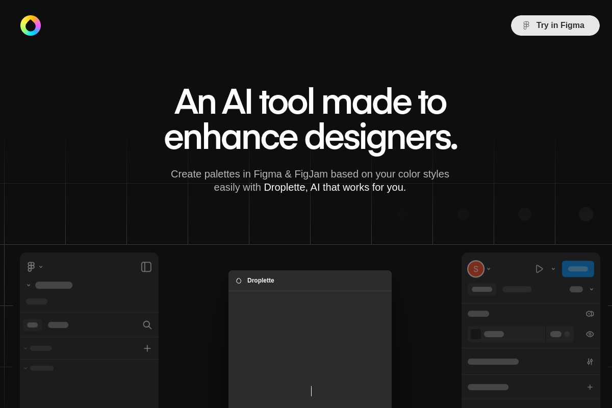 Screenshot of the Droplette website