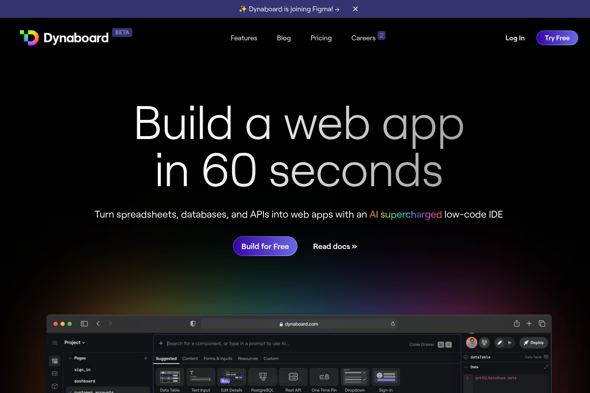 Screenshot of the Dynaboard AI website