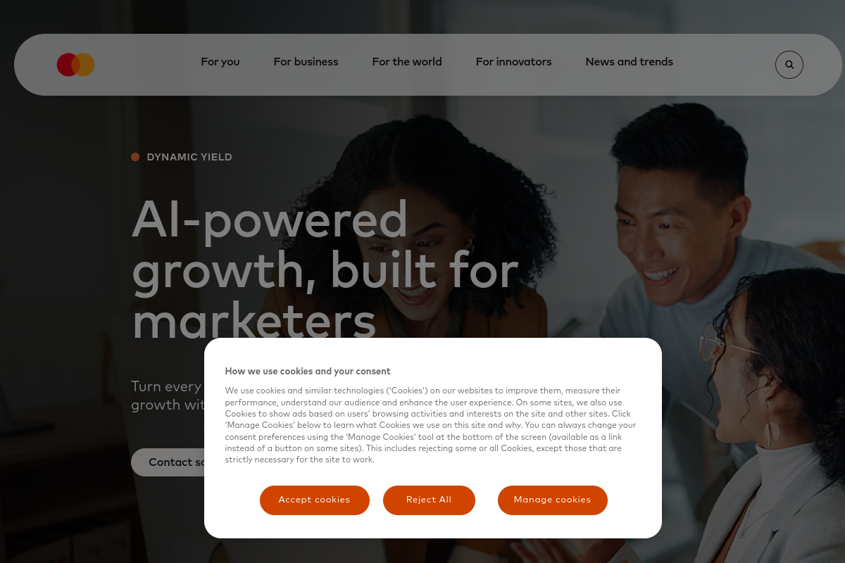 Screenshot of the Shopping Muse by Dynamic Yield website