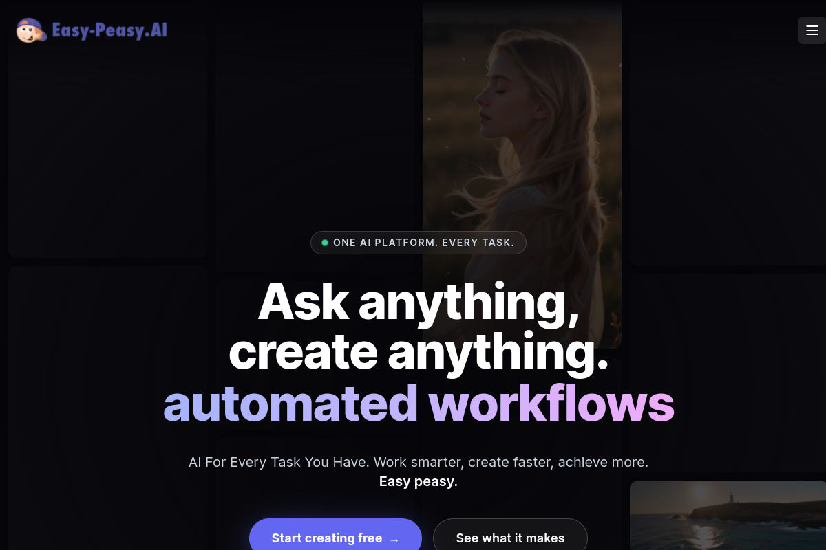 Screenshot of the Easy-Peasy.AI website