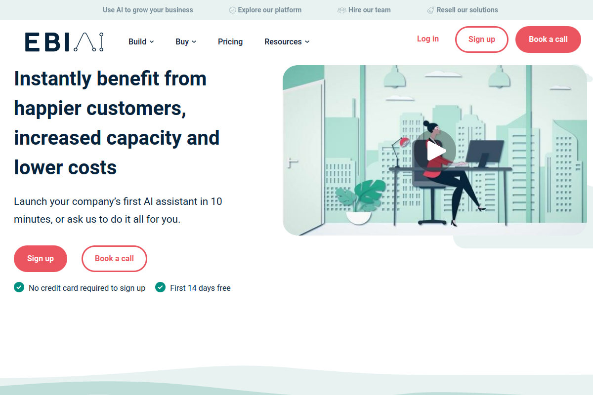 Screenshot of the Ebi website