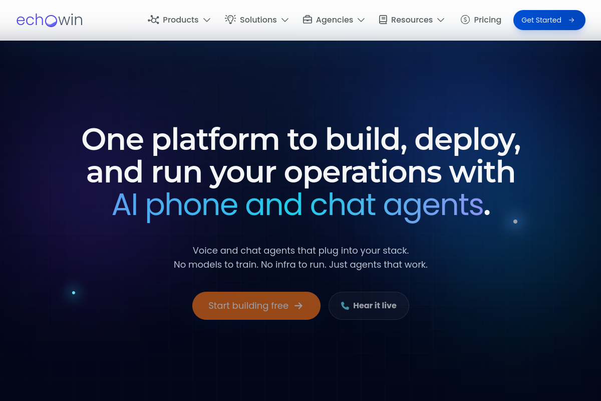 Screenshot of the echowin website