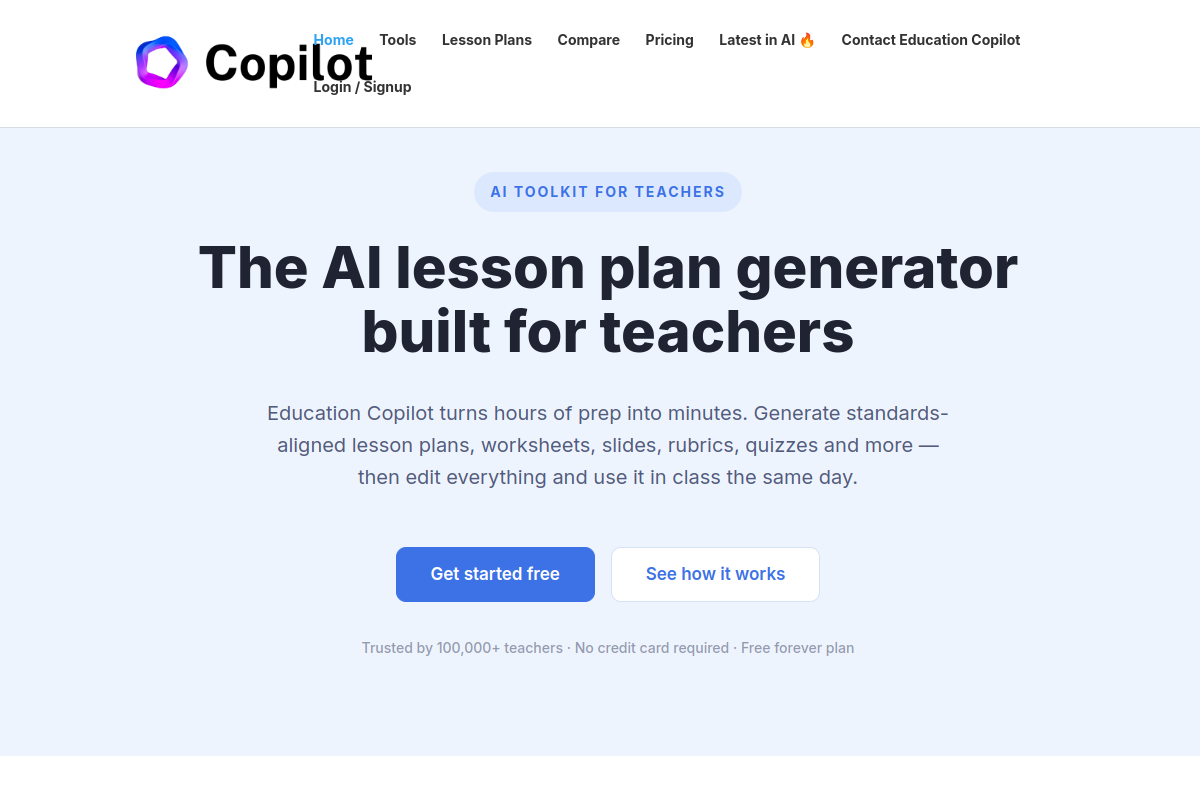 Screenshot of the Education CoPilot website