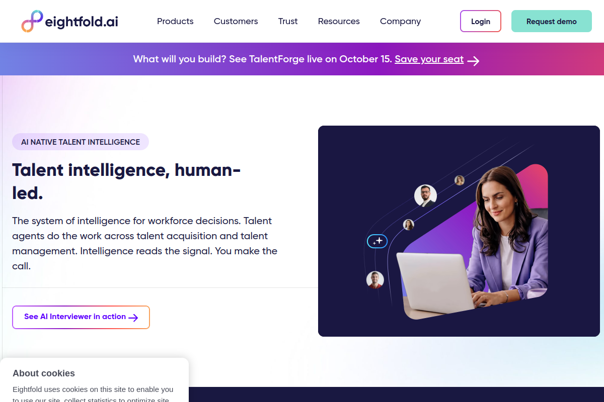 Screenshot of the Eightfold AI website