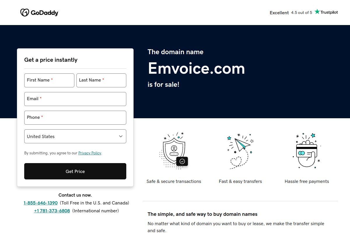 Screenshot of the Emvoice website