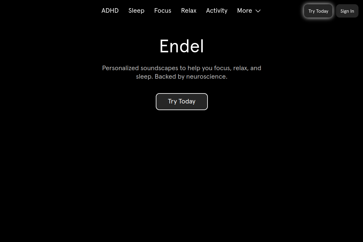Screenshot of the Endel website