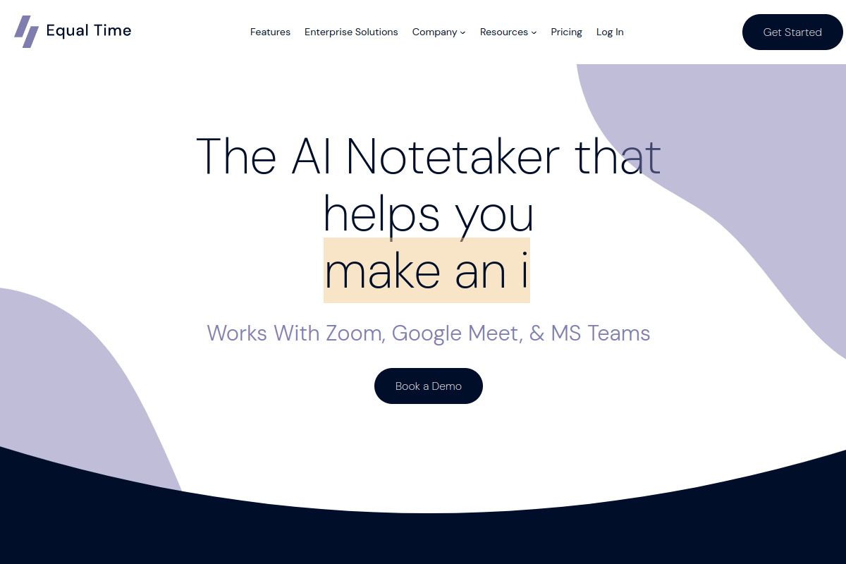 Screenshot of the Equal Time website