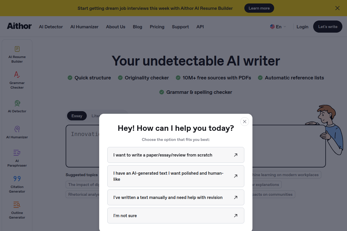 Screenshot of the Essai.Pro website