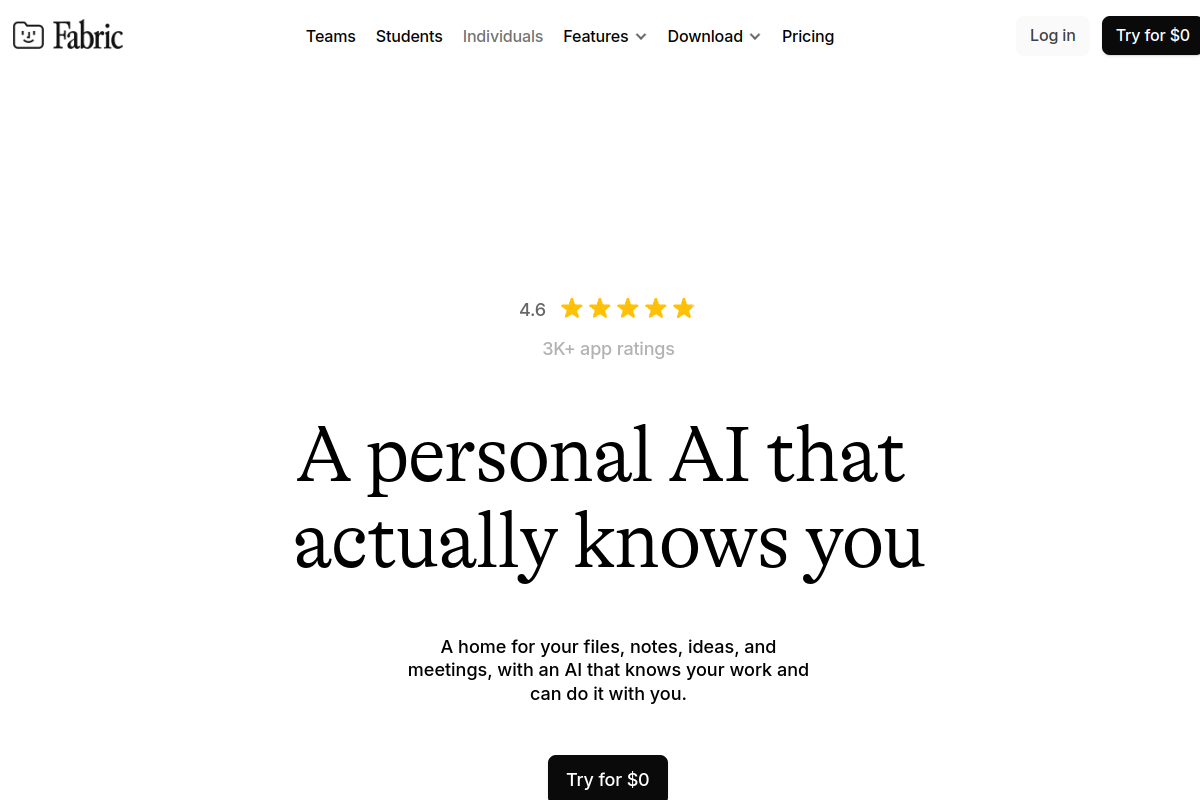 Screenshot of the ScreenshotAI by Fabric website